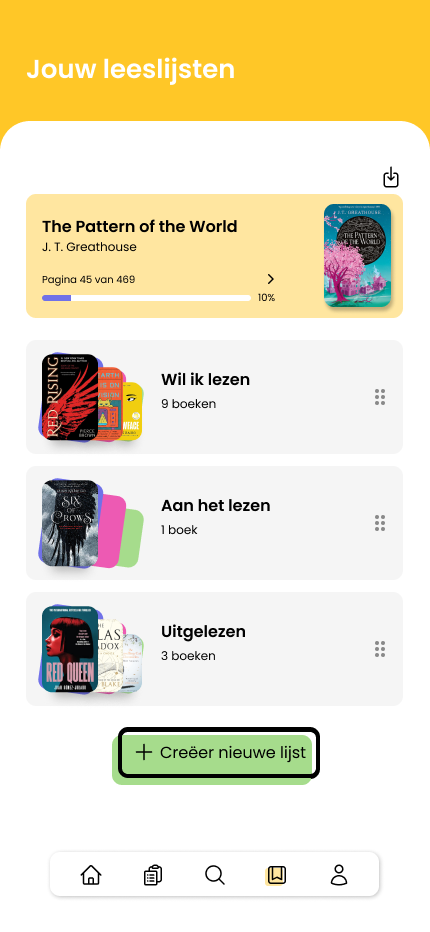 screenshot van de leeslijsten