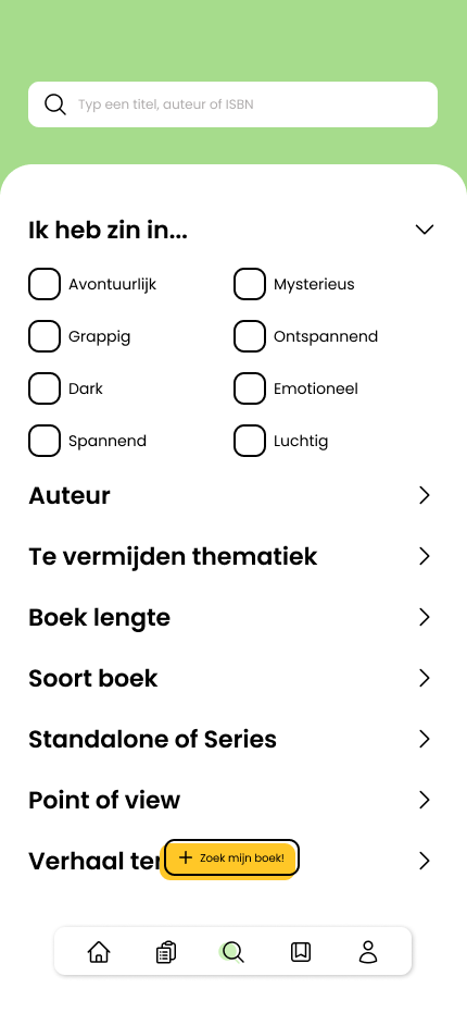 screenshot van de zoekoptie