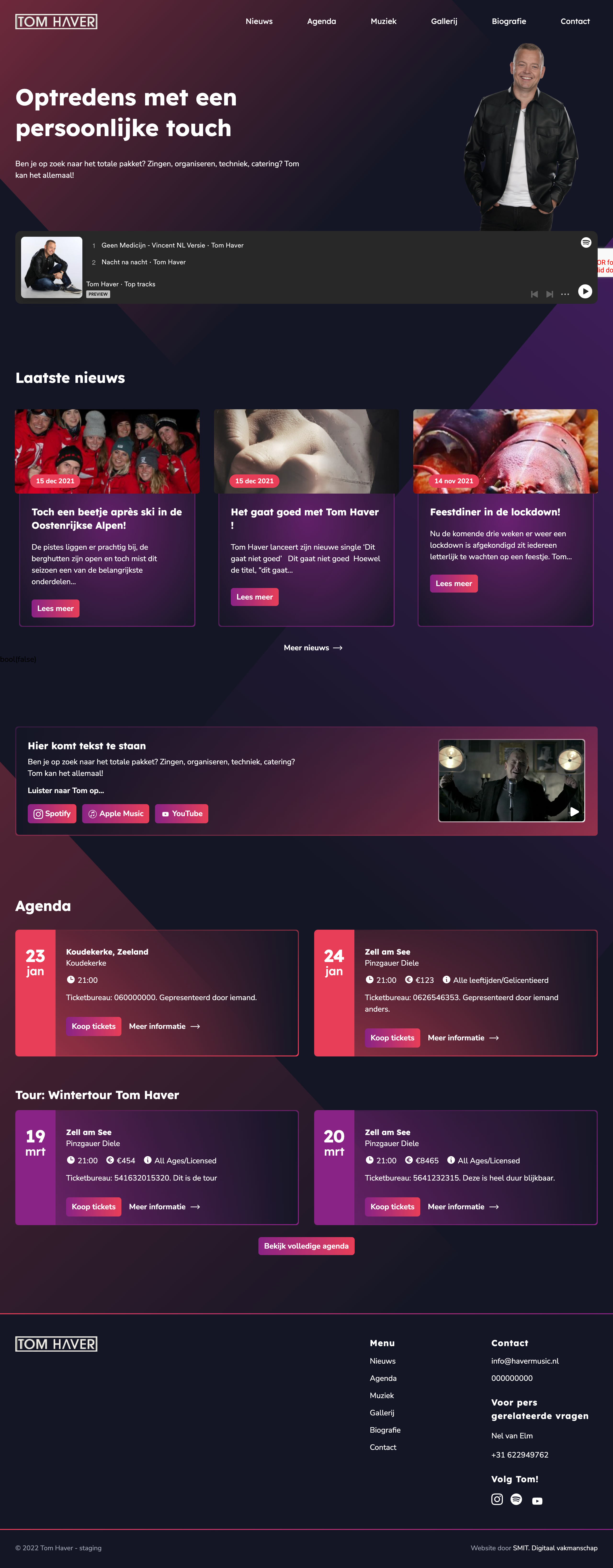 screenshot van de website