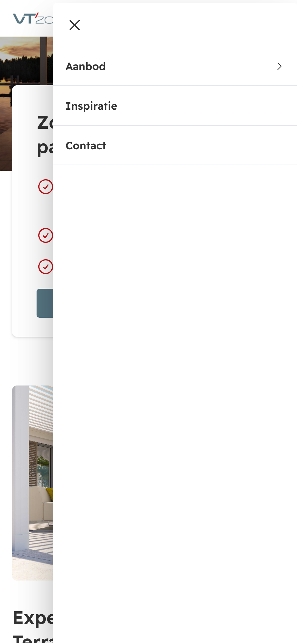 screenshot van hamburgermenu