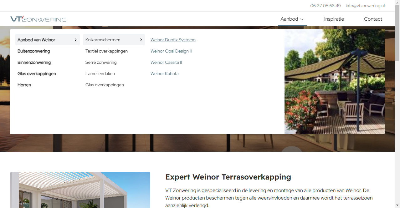 screenshot van desktop menu